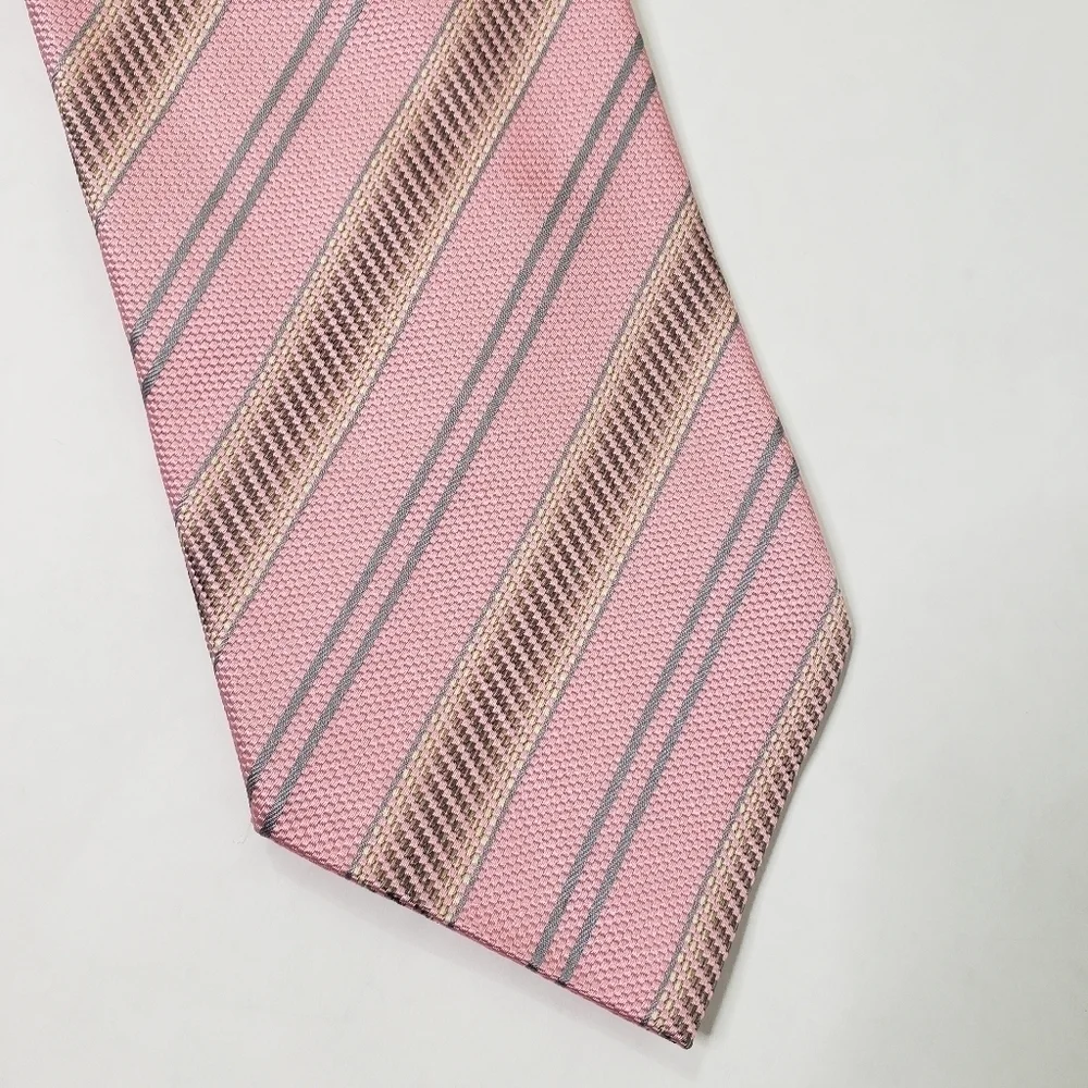 Villa Bolgheri pink gray stripe silk tie